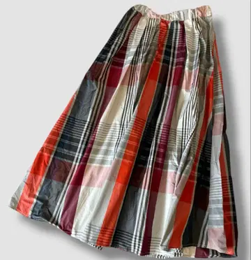 Re:EDIT 멀티 컬러 체크 무늬 플레어 스커트