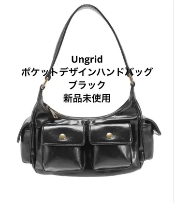 [ 미사용 새상품 ] Ungrid 포켓 디자인 핸드백 블랙