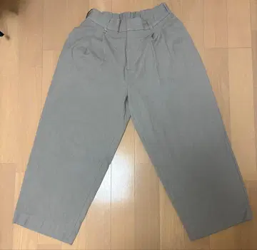 그레이 와이드 팬츠 슬랙스 허리밴딩