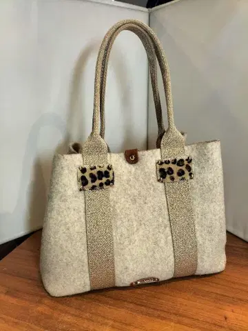 TOPKAPI 이탈리아 펠트 백 라이트 그레이 레오파드 무늬