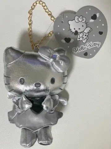 헬로키티 모노톤 인조 가죽 마스코트 참 실버 산리오