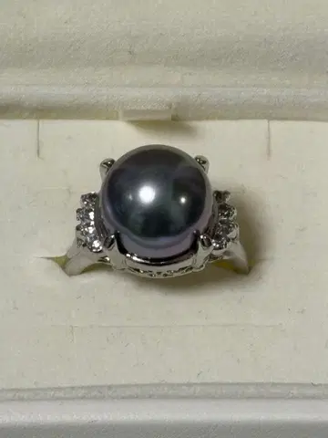 펄 그레이 라운드형 펄 반지 실버 컬러 #16호