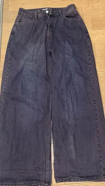 MENES 다크 데님 와이드 레그 팬츠