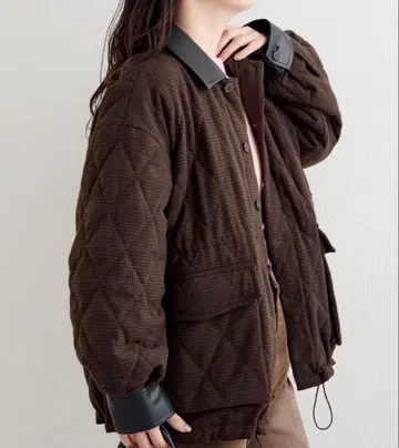 B 체크 퀼팅 자켓