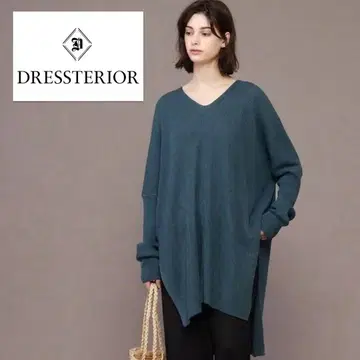 드레스트리아 / 루즈한 사이즈 / 롱 리브 튜닉 풀오버 니트 네이비