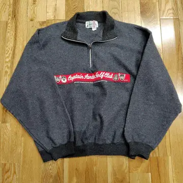 90s 캡틴 산타 골프 풀오버 하프 지퍼 자수 그레이 L