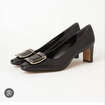 다이애나 스퀘어토 펌프스 마블 버클 블랙