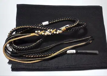 순수 실크 후리소데용 오비 장식 천 허리띠 블랙