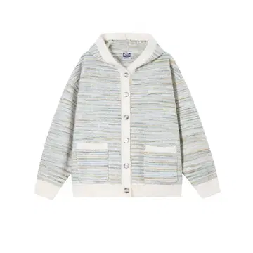 그린 스트라이프 후드 가디건