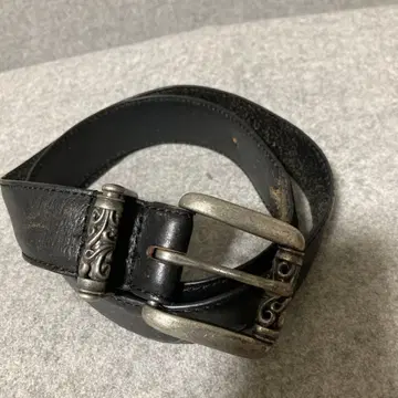 블랙 가죽 벨트 장식 버클 y2k cross 실버