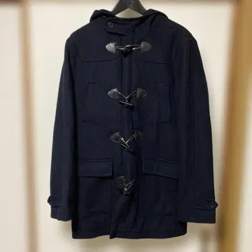 네이비 더플 코트 후드 부착 울 50% 사이즈 S 통학 수험