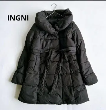 INGNI 잉그 숄 옷깃 충전솜 코트 아우터 벨트 끈 블랙 M