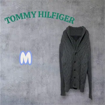 타미힐피거 케이블 짜임 숄카라 니트 가디건 M