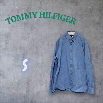 타미힐피거 라이트 블루 컬러풀 버튼 버튼다운 셔츠 S
