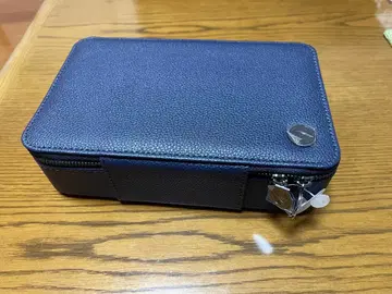 네이비 트래블 파우치 합성 피혁