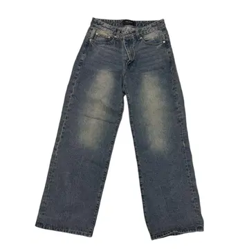 스트레이트 데님 청바지 블루 심플 S 사이즈