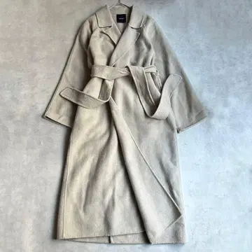 스테디셀러 노크 울 리버 코트 맥시 길이 벨트 A라인 베이지