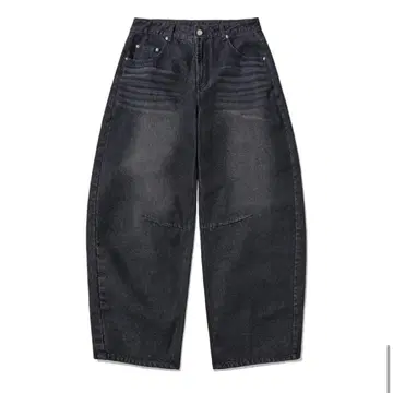 SCALLYWAG 데님 벌룬 핏 블랙 배기