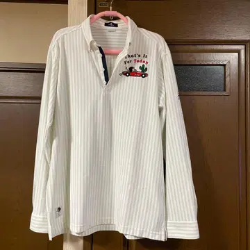 Munsingwear LL 화이트 스트라이프 골프 셔츠