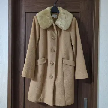 grove 베이지 퍼 옷깃 롱 코트 M