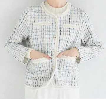 [ 새상품 ] 토코 클로젯 펄 버튼 믹스 트위드 자켓