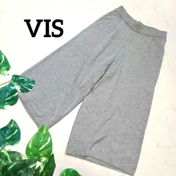 비스 이지 와이드 팬츠 가우초 팬츠 허리밴딩 신축성 그레이