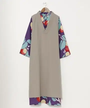 [카야] 하나도키 명선 겹쳐 입는 원피스+베스트 자두 패턴