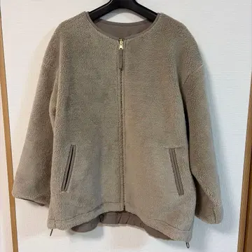 GLOBAL WORK 리버서블 보아 블루종(베이지) M 사이즈