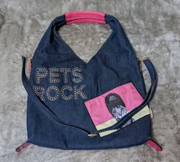 PETS ROCK 데님 2way 토트백 숄더백 고양이 패턴