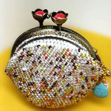 비즈 동전 지갑 꽃 모양 클로징 참 포함