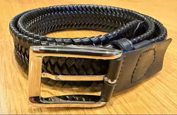 Indicum 뜨개질 가죽 벨트 블랙