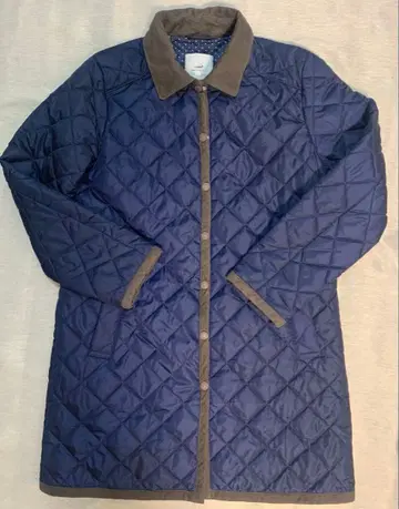 크로커다일 퀼팅 롱 코트 네이비 L