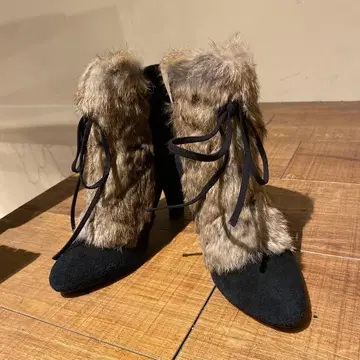 퍼 달린 하이힐 부츠 23cm 상자 포장