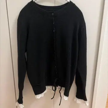 레이스 절개 니트 가디건