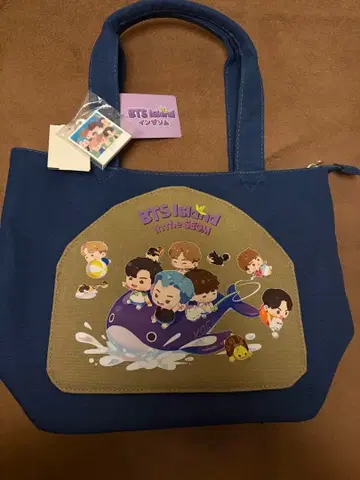 BTS 인더섬 시마무라 토트백 블루 백과 참 포함