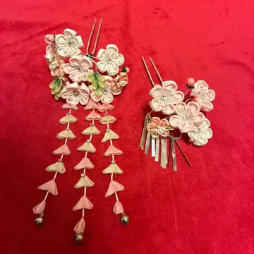 핑크 꽃 장식 헤어콤 2세트