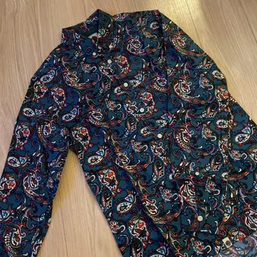 Pretty Green 페이즐리 긴팔 셔츠 SLIM FIT 사이즈 2 꽃