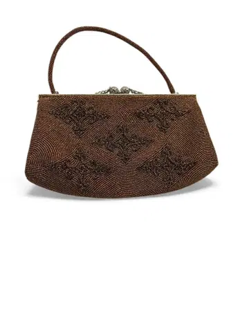 기모노에도 새상품급 비즈 자수 브라운 파티 백 클러치