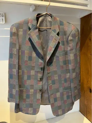 [ 컨디션 최상 ] 테일러드 자켓 멀티 컬러 체크 무늬