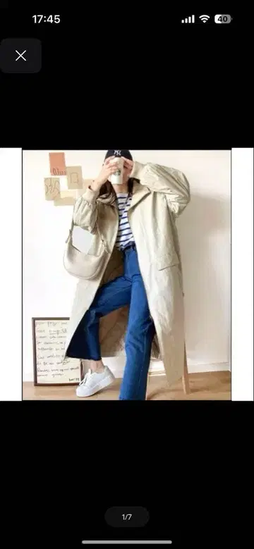 새상품! 리버서블 모즈 코트 2way 스탠드 카라 롱 코트 아이보리