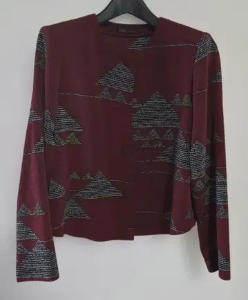 [ 시선당 BY HITOSHI ] 빈티지 블라우스 긴팔 홍차 기하학 패턴