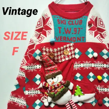 빈티지 크리스마스 스웨터 니트 스노우맨 눈 달마 빈티지