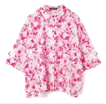 미즈이로 인디 플라워 프린트 하프 슬리브 셔츠 핑크