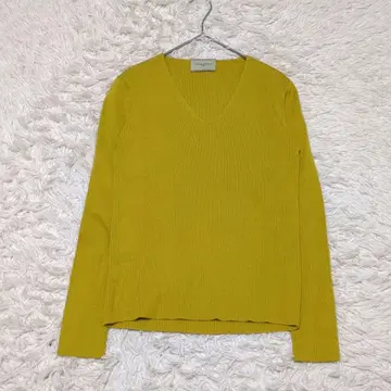 유나이티드 애로우즈 리브 V넥 울 니트 산황색