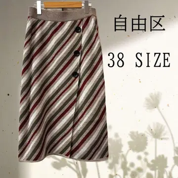 자유구 미들 기장 패턴 베이지 스커트