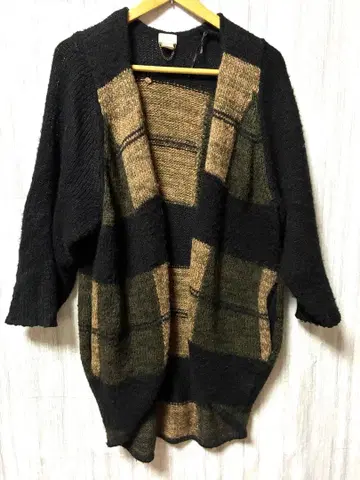 블랙 베이지 울 알파카 모헤어 혼방 래글런 소매 니트 가디건