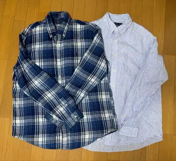 긴팔 셔츠 2세트 (체크 무늬 스트라이프 패턴)