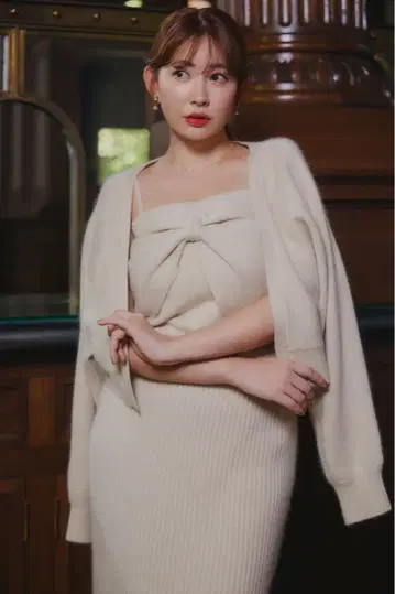 Lydie 리본 타이 니트 앙상블 에크루 / S