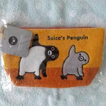 수박 펭귄 사가 자수 파우치