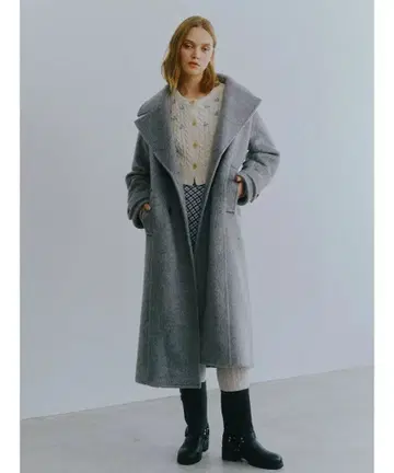 FURFUR 울 블렌드 코트 그레이 퍼퍼